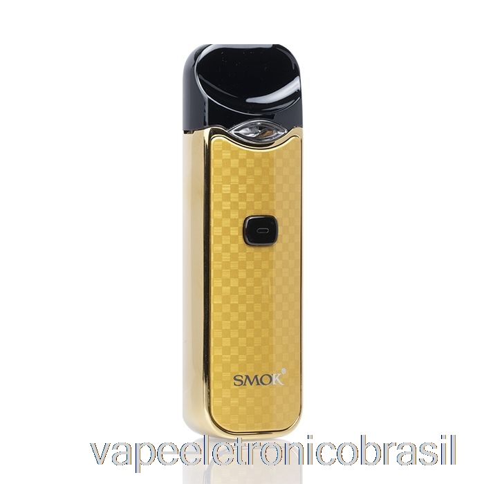 Vape Recarregável Smok Nord 15w Pod Kit Ouro Fibra De Carbono